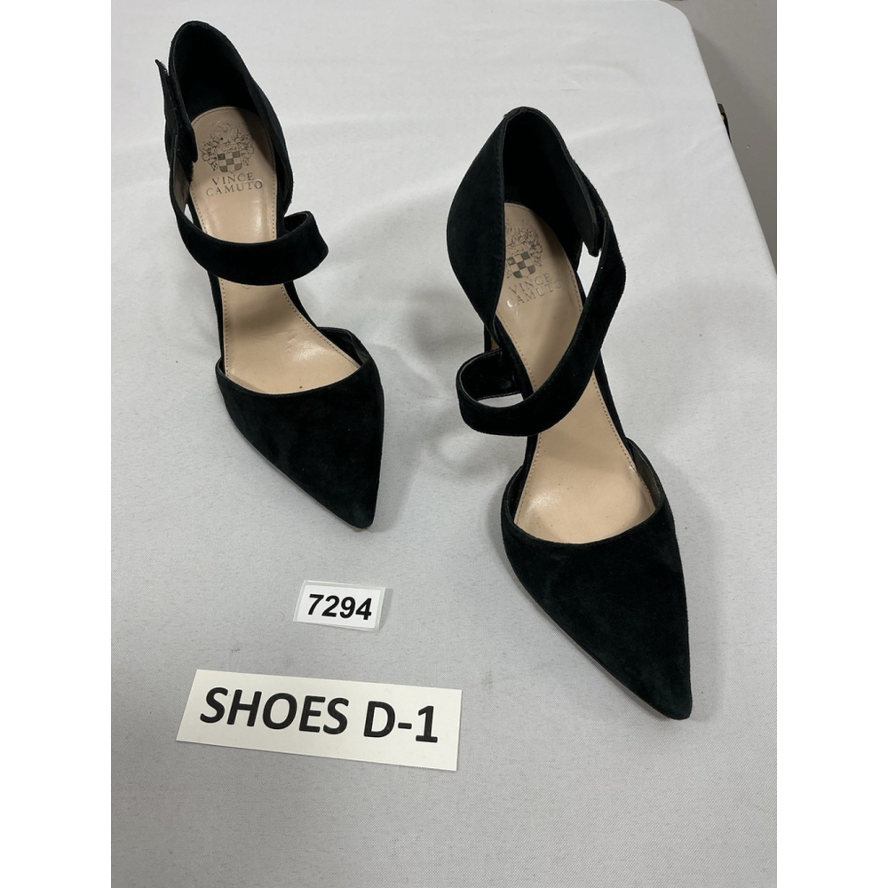 Womans Vince Camuto Strappy Slip On Stiletto Pumps 10 M Black Pointed Toe